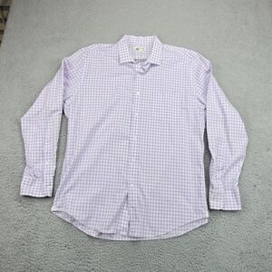 J Crew Thomas Mason Shirt Mens XL Purple Gingham Check Button Front Cotton